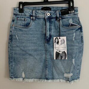Kendall + Kylie Distressed Denim Mini Skirt